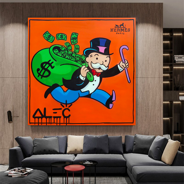 ChandelierDecor - Hermes Money Bags - Mr Monopoly Canvas Wall Art