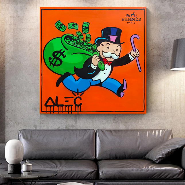 ChandelierDecor - Hermes Money Bags - Mr Monopoly Canvas Wall Art