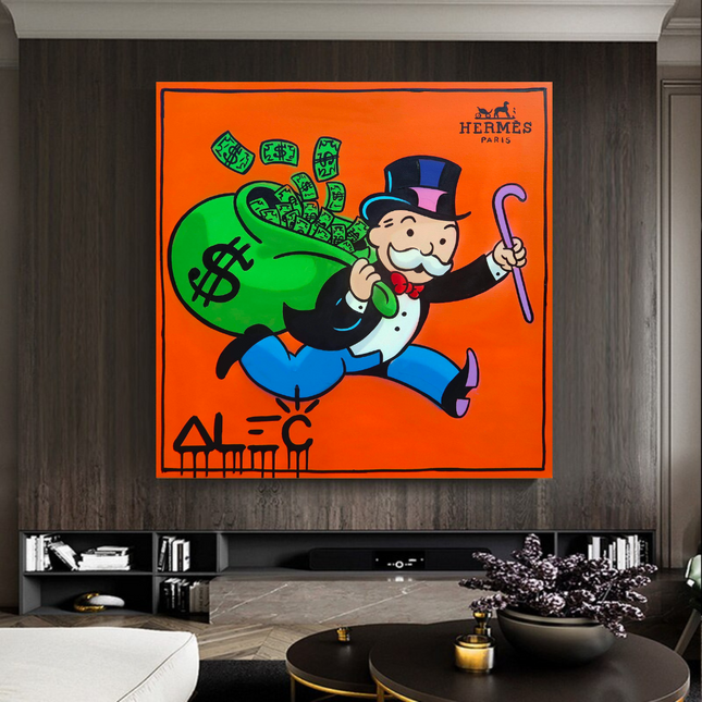 ChandelierDecor - Hermes Money Bags - Mr Monopoly Canvas Wall Art