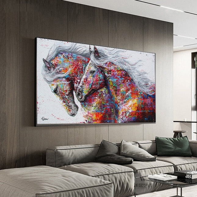 ChandelierDecor - Horses Canvas Art, Running Horse, Colourful horses Canvas Wall Art