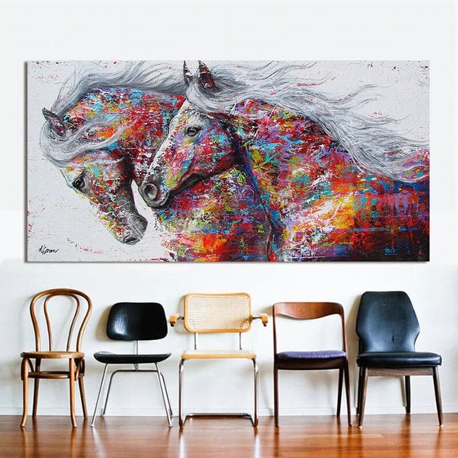 ChandelierDecor - Horses Canvas Art, Running Horse, Colourful horses Canvas Wall Art