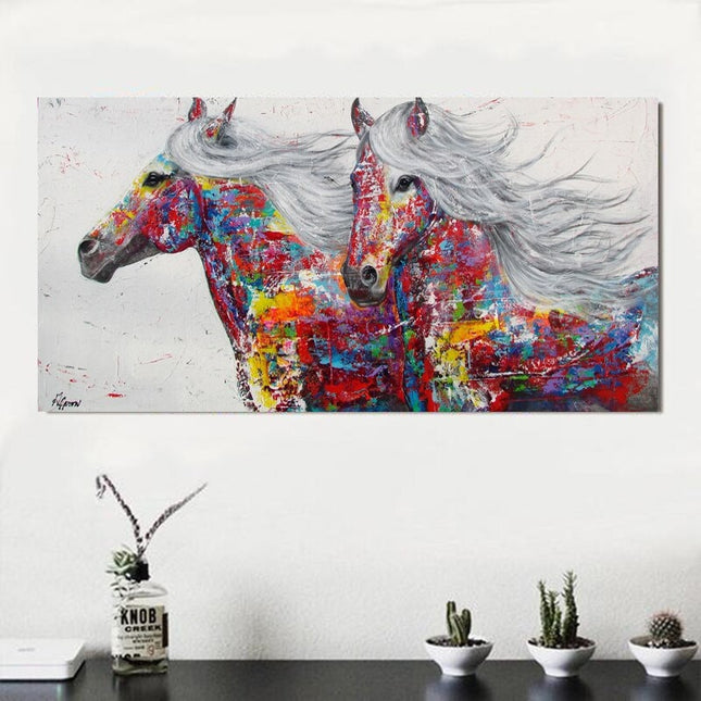 ChandelierDecor - Horses Canvas Art, Running Horse, Colourful horses Canvas Wall Art