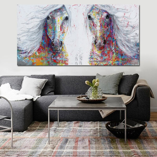 ChandelierDecor - Horses Canvas Art, Running Horse, Colourful horses Canvas Wall Art