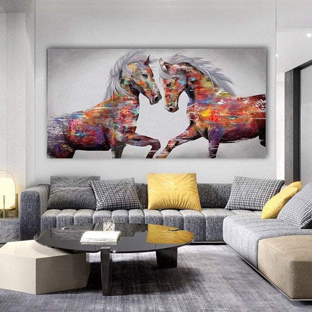 ChandelierDecor - Horses Canvas Art, Running Horse, Colourful horses Canvas Wall Art
