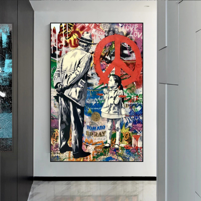 ChandelierDecor - Inspirational Street Art: Banksy Peace Canvas Art