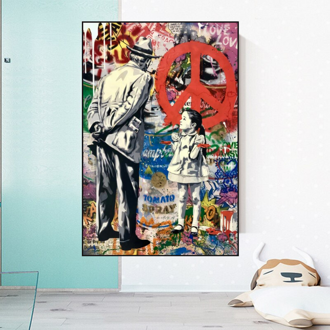 ChandelierDecor - Inspirational Street Art: Banksy Peace Canvas Art