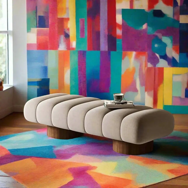 Italian Design Shoe Changing Bench with Wooden Base-Benches