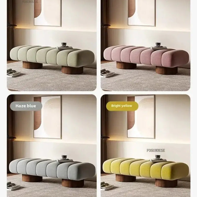Italian Design Shoe Changing Bench with Wooden Base-Benches