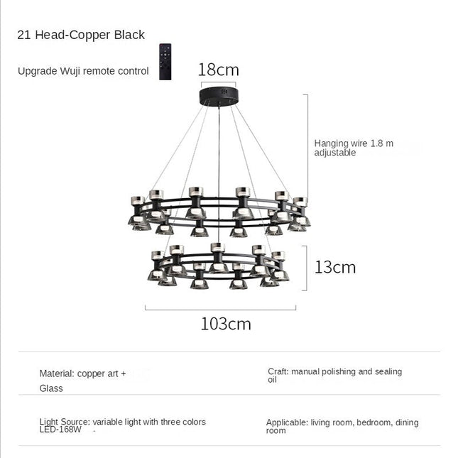 ChandelierDecor - Italian Copper - Glass Ribbon Chandelier