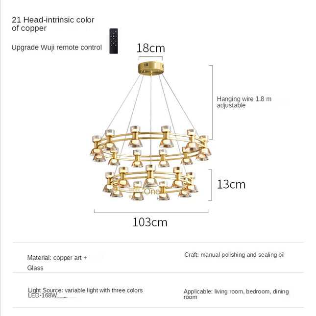 ChandelierDecor - Italian Copper - Glass Ribbon Chandelier