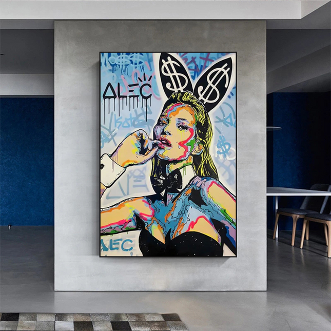 ChandelierDecor - Kate Moss Bunny Canvas Painting - Pop Art by Alec Monopoly