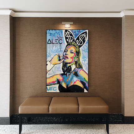 ChandelierDecor - Kate Moss Bunny Canvas Painting - Pop Art by Alec Monopoly