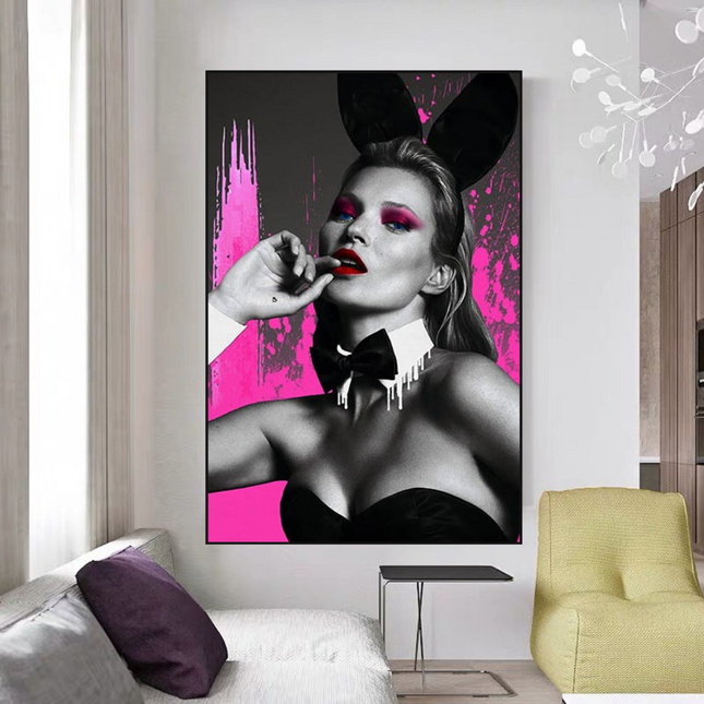 ChandelierDecor - Kate Moss Bunny Girl Model Paris Canvas Wall Art