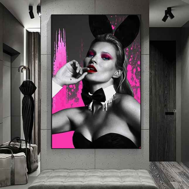 ChandelierDecor - Kate Moss Bunny Girl Model Paris Canvas Wall Art