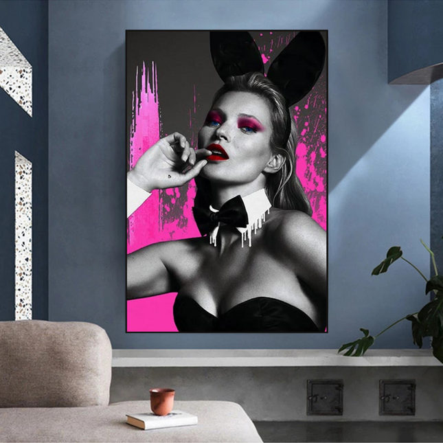 ChandelierDecor - Kate Moss Bunny Girl Model Paris Canvas Wall Art
