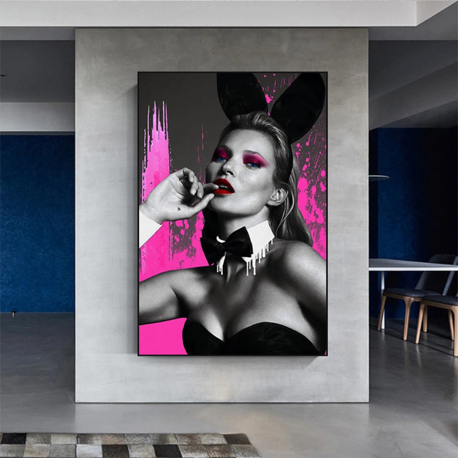 ChandelierDecor - Kate Moss Bunny Girl Model Paris Canvas Wall Art