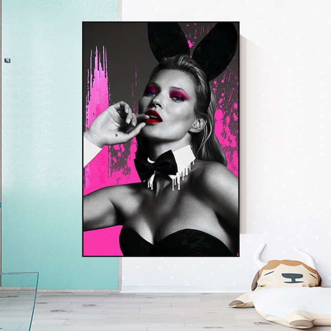 ChandelierDecor - Kate Moss Bunny Girl Model Paris Canvas Wall Art