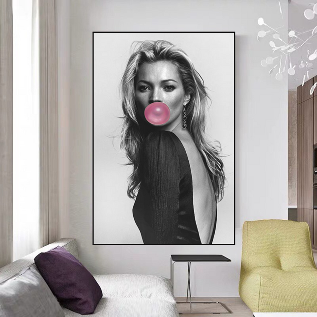 ChandelierDecor - Kate Moss Fashion Model Chewing Gum Canvas Wall Art