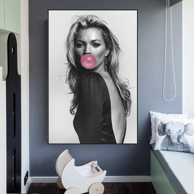 ChandelierDecor - Kate Moss Fashion Model Chewing Gum Canvas Wall Art