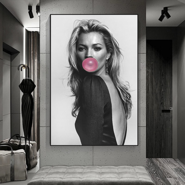 ChandelierDecor - Kate Moss Fashion Model Chewing Gum Canvas Wall Art