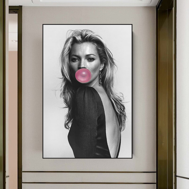 ChandelierDecor - Kate Moss Fashion Model Chewing Gum Canvas Wall Art