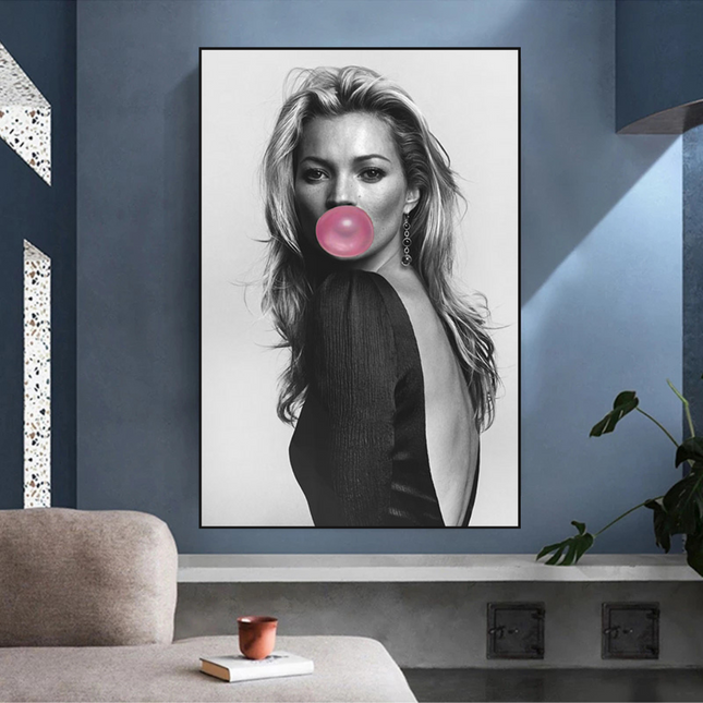 ChandelierDecor - Kate Moss Fashion Model Chewing Gum Canvas Wall Art