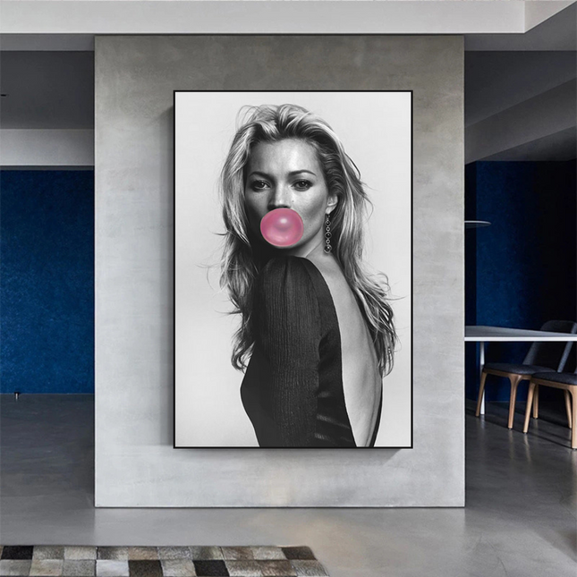 ChandelierDecor - Kate Moss Fashion Model Chewing Gum Canvas Wall Art