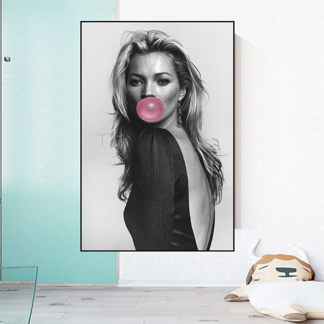 ChandelierDecor - Kate Moss Fashion Model Chewing Gum Canvas Wall Art