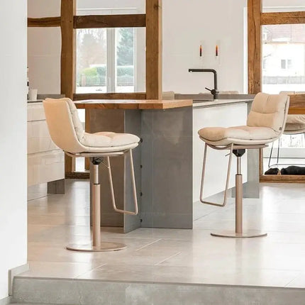 Cocina Leather Bar Chair – Adjustable Swivel Counter Stool-Bar Stools