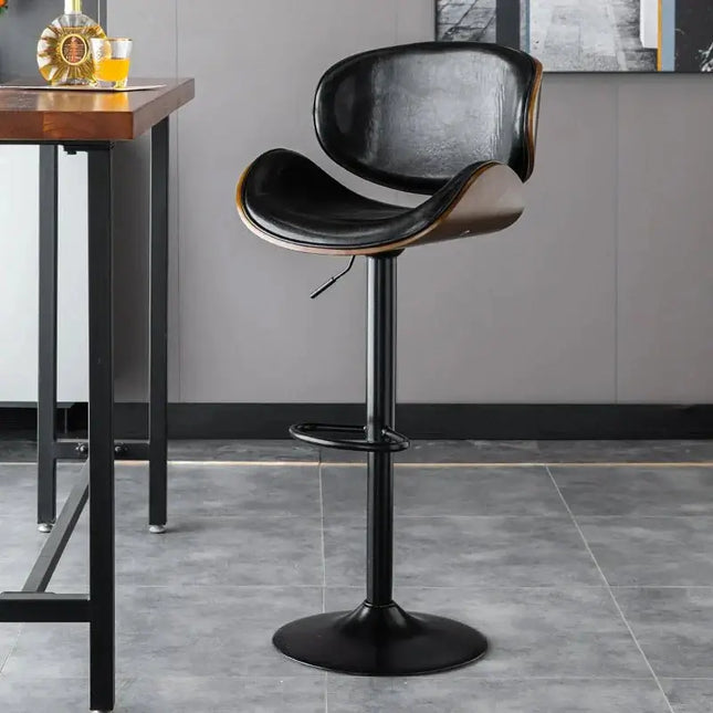 ChandelierDecor-Leather Oak Bar Stool