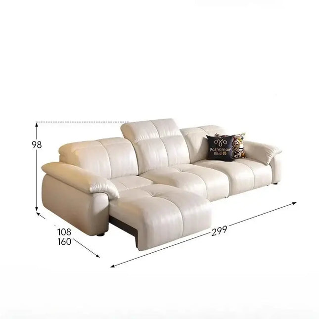 ChandelierDecor-Leather Sectional Sofa – Reclining, Remote Control