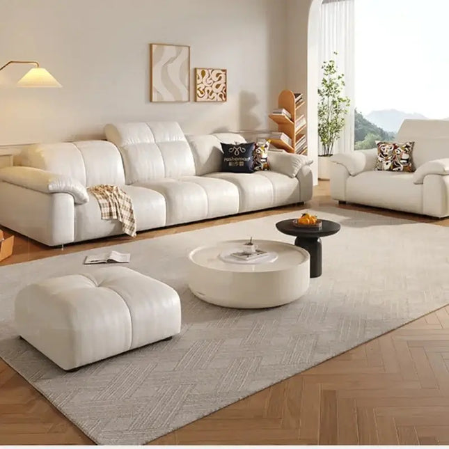 ChandelierDecor-Leather Sectional Sofa – Reclining, Remote Control