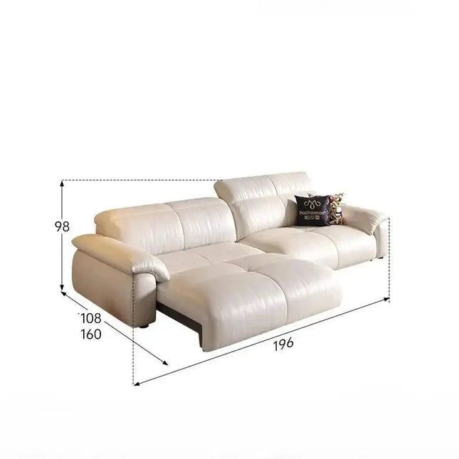 ChandelierDecor-Leather Sectional Sofa – Reclining, Remote Control