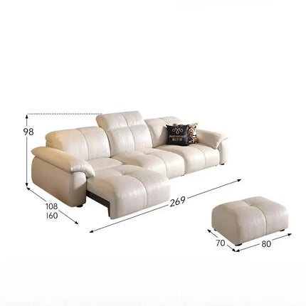 ChandelierDecor-Leather Sectional Sofa – Reclining, Remote Control