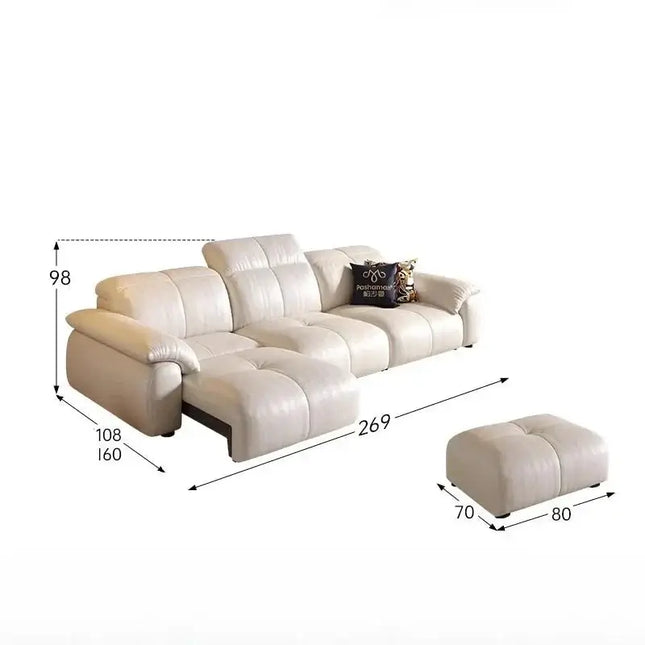 ChandelierDecor-Leather Sectional Sofa – Reclining, Remote Control