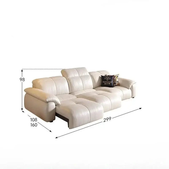 ChandelierDecor-Leather Sectional Sofa – Reclining, Remote Control