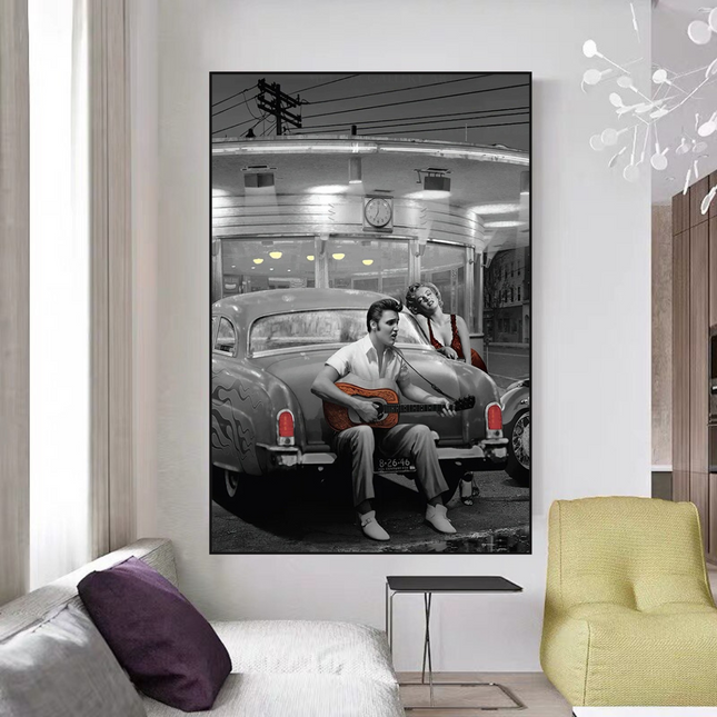 ChandelierDecor - Let's Ride Together: Elvis and Marilyn Canvas Wall Art