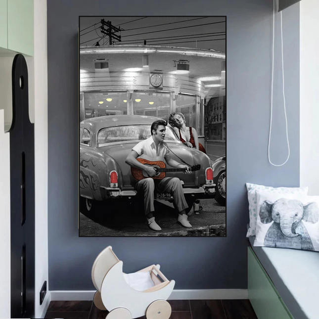 ChandelierDecor - Let's Ride Together: Elvis and Marilyn Canvas Wall Art