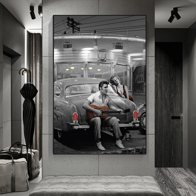 ChandelierDecor - Let's Ride Together: Elvis and Marilyn Canvas Wall Art