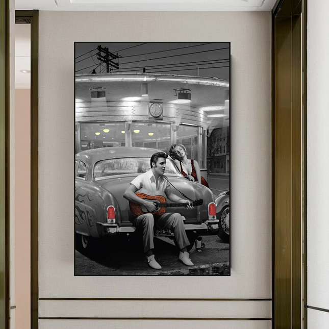 ChandelierDecor - Let's Ride Together: Elvis and Marilyn Canvas Wall Art