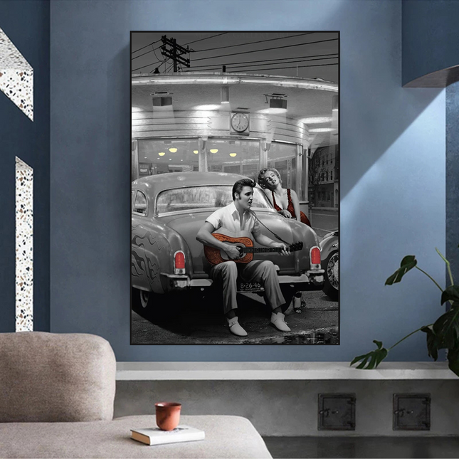 ChandelierDecor - Let's Ride Together: Elvis and Marilyn Canvas Wall Art