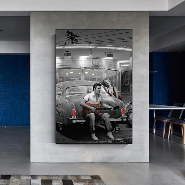 ChandelierDecor - Let's Ride Together: Elvis and Marilyn Canvas Wall Art
