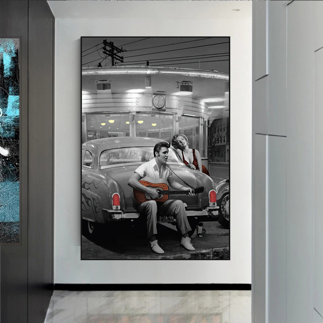 ChandelierDecor - Let's Ride Together: Elvis and Marilyn Canvas Wall Art