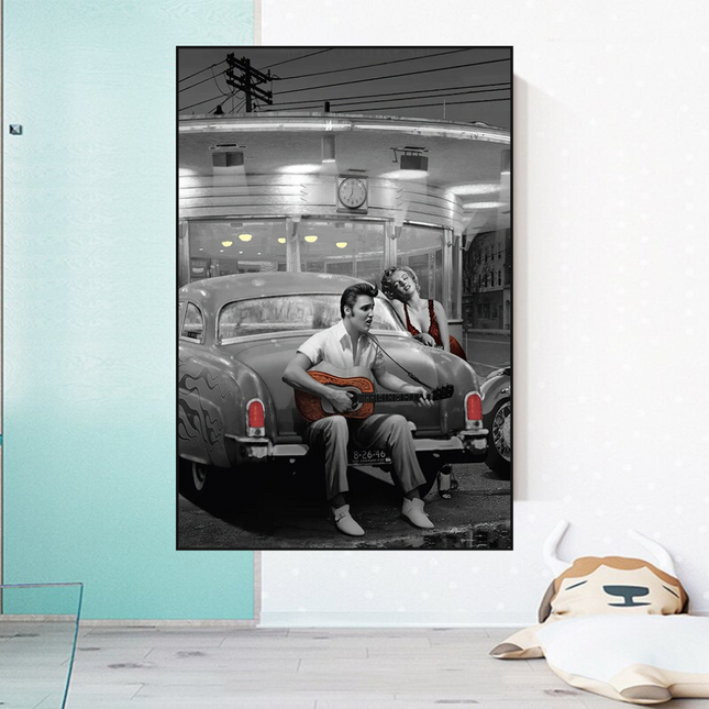 ChandelierDecor - Let's Ride Together: Elvis and Marilyn Canvas Wall Art