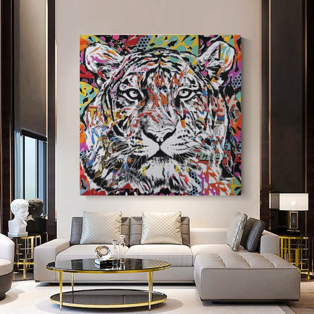 ChandelierDecor - Lion Tiger Graffiti Canvas Wall Art