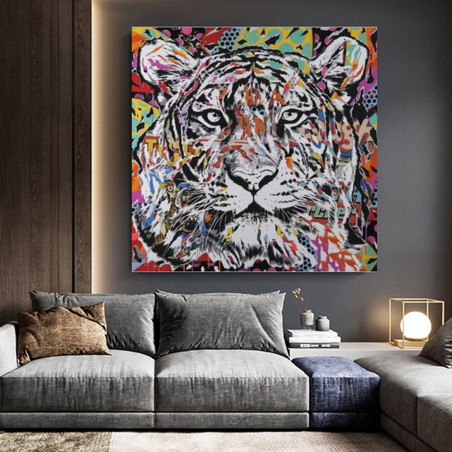 ChandelierDecor - Lion Tiger Graffiti Canvas Wall Art