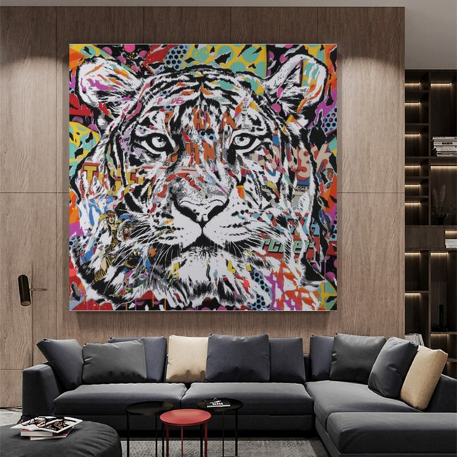 ChandelierDecor - Lion Tiger Graffiti Canvas Wall Art