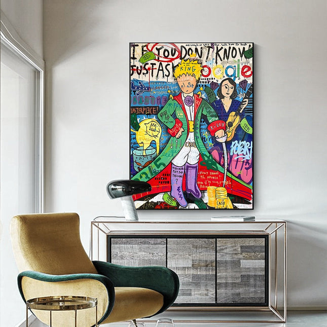 ChandelierDecor - Little Prince Pop Art Canvas Wall Art - Graffiti Print for Home Decor