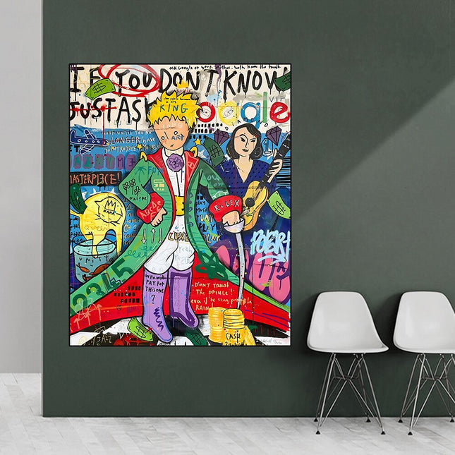 ChandelierDecor - Little Prince Pop Art Canvas Wall Art - Graffiti Print for Home Decor