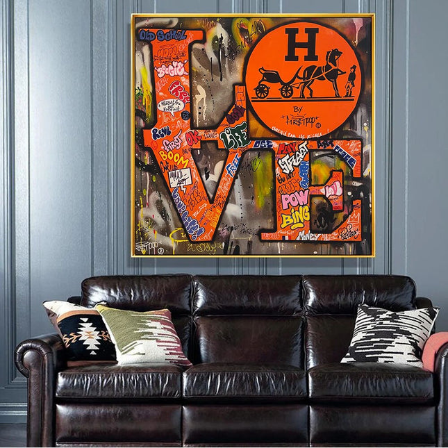 ChandelierDecor - Love Graffiti Orange Hermes Wall Art